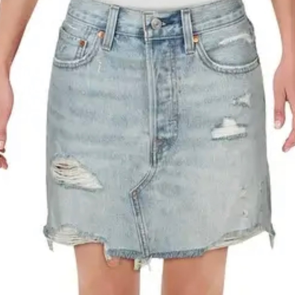 Levi's California Womens Mini Skirt Distressed Frayed Hem - Blue